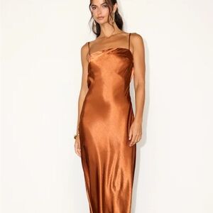 Silky Copper Slip Dress - Women